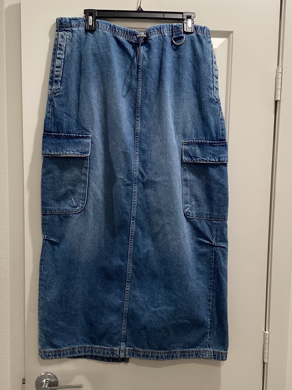 Zara Blue Denim Maxi Cargo Skirt
